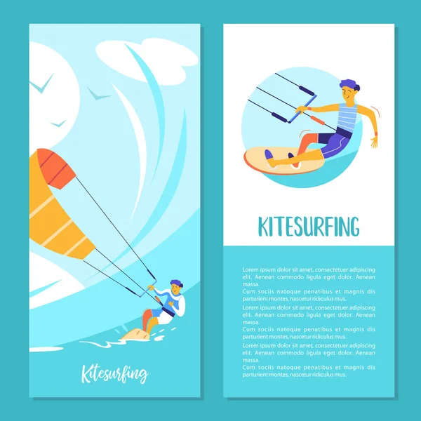 Kitesurfing. Vector illustration. — Stock Vector