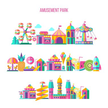 Eğlence Parkı. Vektörel clipart.