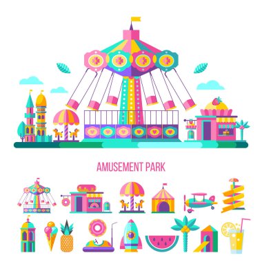 Eğlence Parkı. Vektörel clipart.