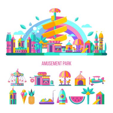 Eğlence Parkı. Vektörel clipart.