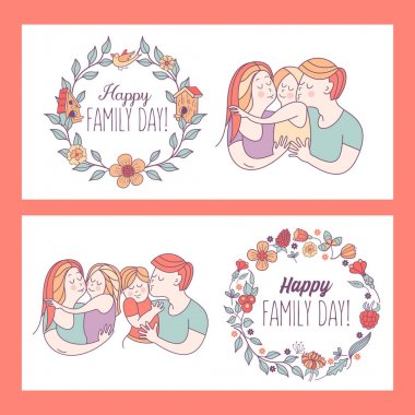 Mutlu bir aile. Aile günü. Vektör çizim.