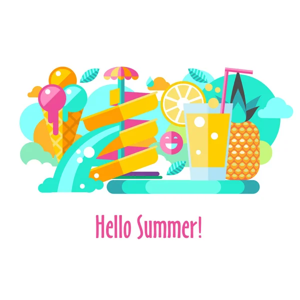 Hallo zomer. vectorillustratie. — Stockvector