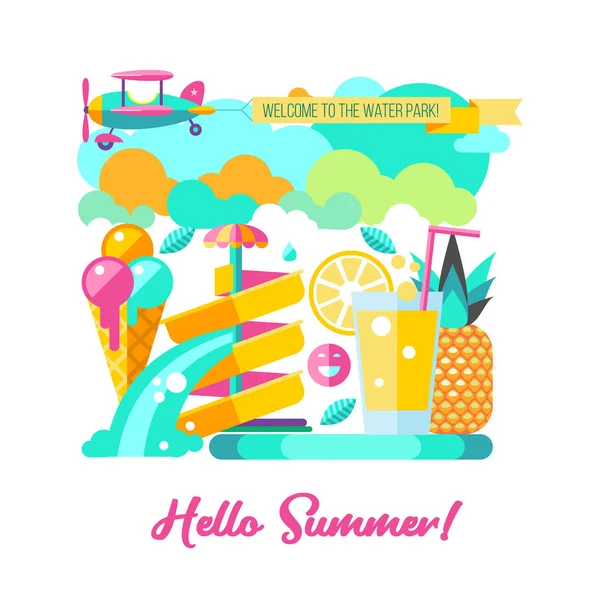 Hola verano. ilustración vectorial. — Vector de stock