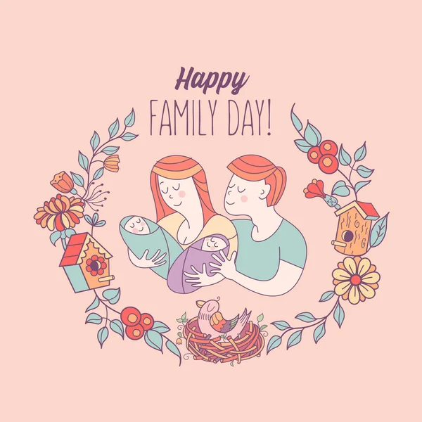 Familia feliz. Día de la familia. Ilustración vectorial . — Vector de stock