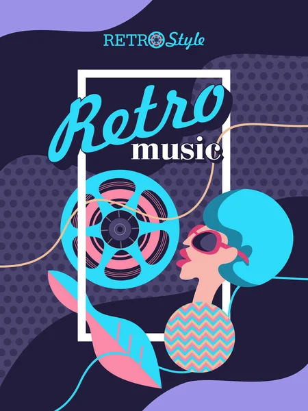 Retro-Disco. Vektorillustration, Plakat. — Stockvektor