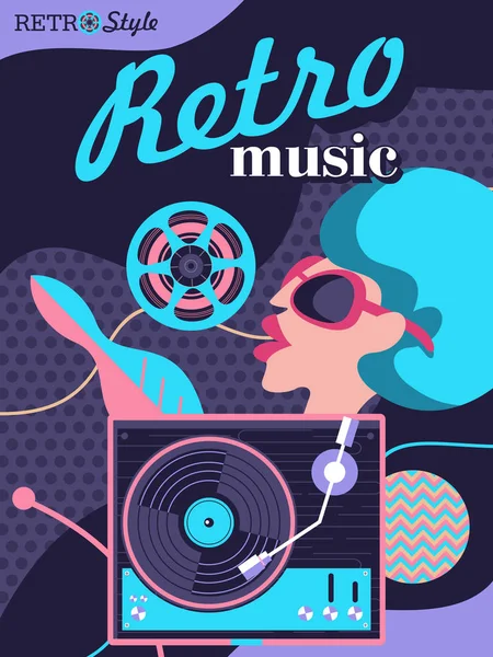 Retro disco. Vectorillustratie, poster. — Stockvector