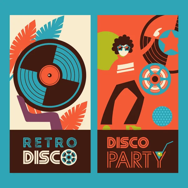 Retro-Disco. Vektorillustration, Plakat. — Stockvektor