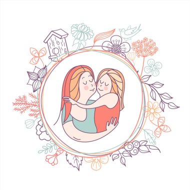 Tebrik kartı anneler günü. En iyi anne. Güzel bir anne tutar 