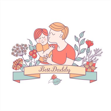 En iyi baba. Babalar günü. Vektör çizim.