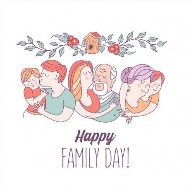Mutlu aile günü. Vektör çizim.
