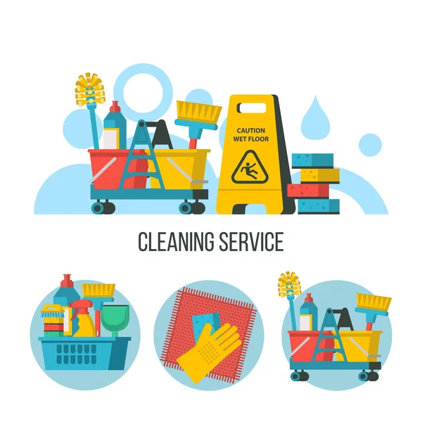 A takarítási szolgáltatást. Vektor jelkép, illusztráció. — Stock Vector
