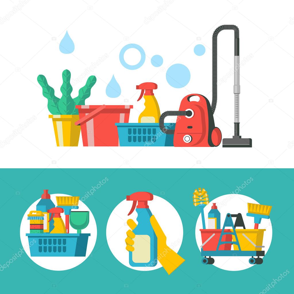 Cleaning service. Vector emblem, illustration.