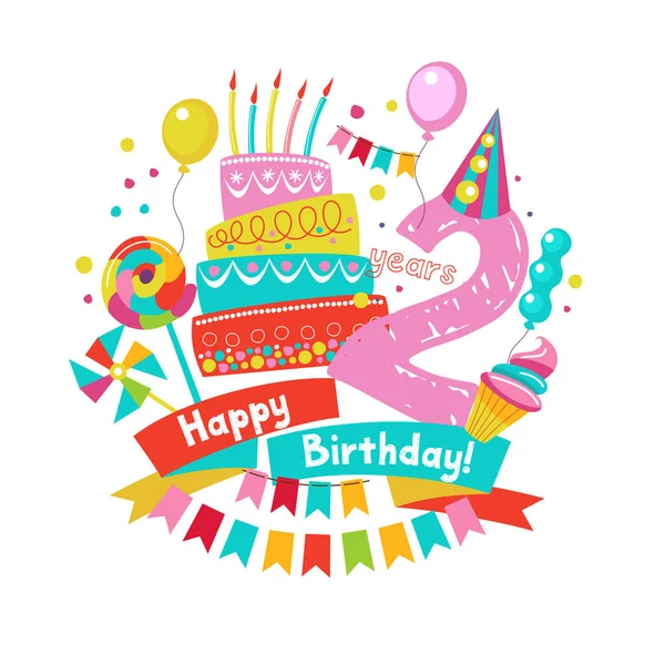 Tema De Cumpleaños Para 2 Años De Edad Ilustración Vectorial. Ilustraciones  svg, vectoriales, clip art vectorizado libre de derechos. Image 89617903