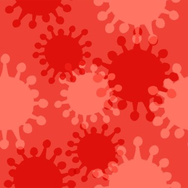 Koronavirüslü kusursuz kırmızı arka plan. Vektör illüstrasyonu.