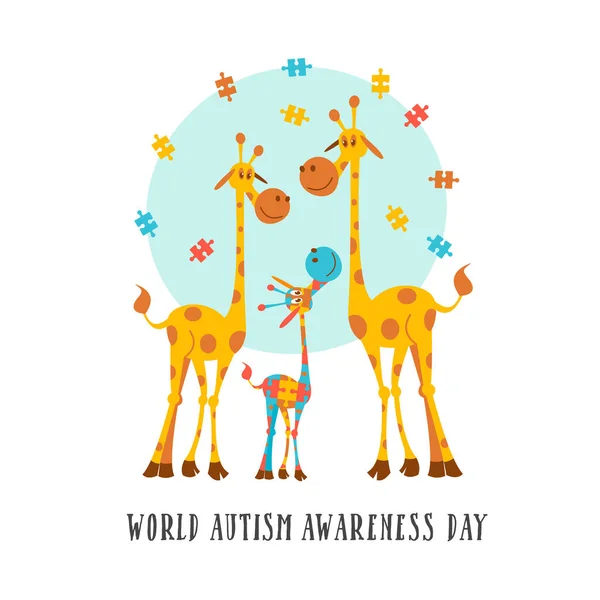 Ziua Mondială Autismului Ilustrație Vectorială Stil Desene Animate — Vector de stoc