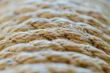 Kenevir ipi arka plan. Keten dize. Kenevir halat doku. Demet bir ip pazarında Satılık.