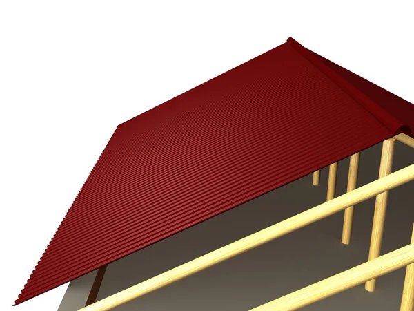 Closeup tiled roof 3d rendering — Stock Photo, Image