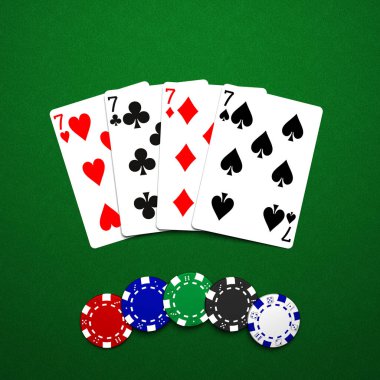 Casino fişi yeşil kumaş üzerine