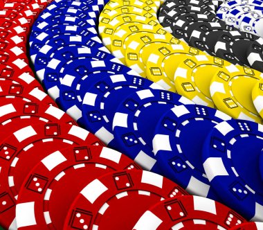 Casino fişi yeşil kumaş üzerine