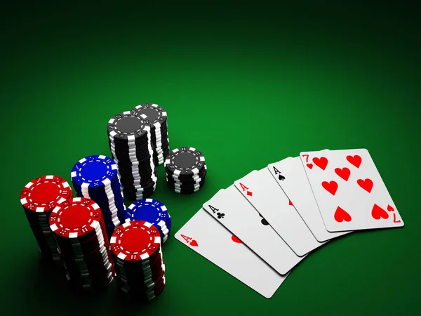 Casino zseton, a zöld kendő — Stock Fotó