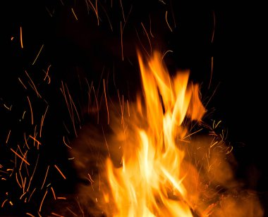 Yanan ateşi ile sıcak kömürleri