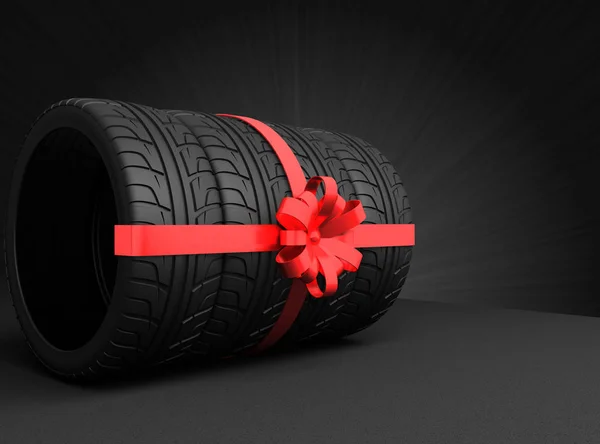 Araba üzerinde gri arka plan lastikleri