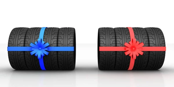 Neumáticos de coche a sobre fondo blanco —  Fotos de Stock