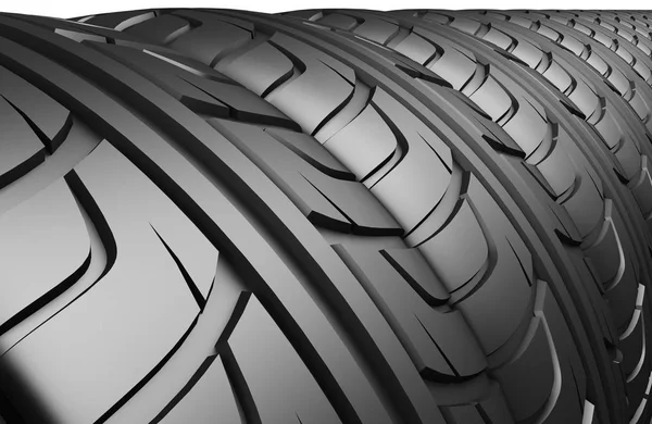 Neumáticos de coches 3d renderizado — Foto de Stock