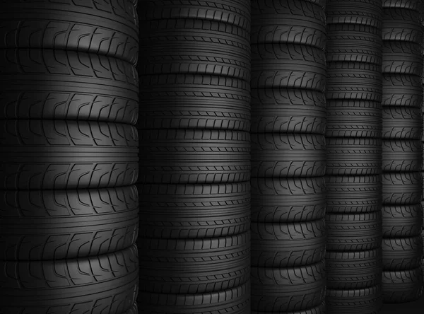 Neumáticos de coches 3d renderizado — Foto de Stock