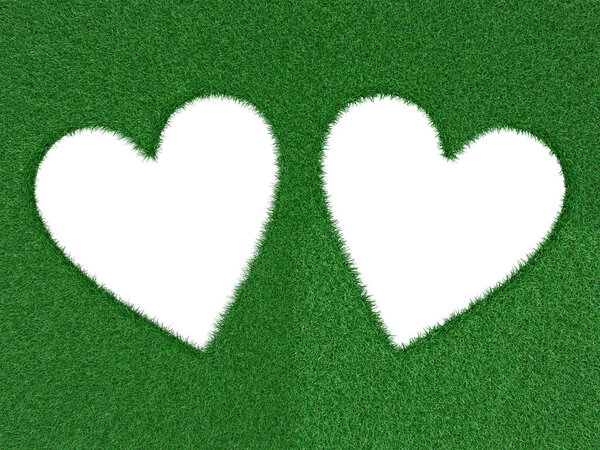 grass around hearts