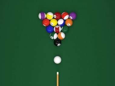 Bilardo topları masada.