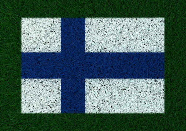 Flagga Finland Gräs Textur — Stockfoto