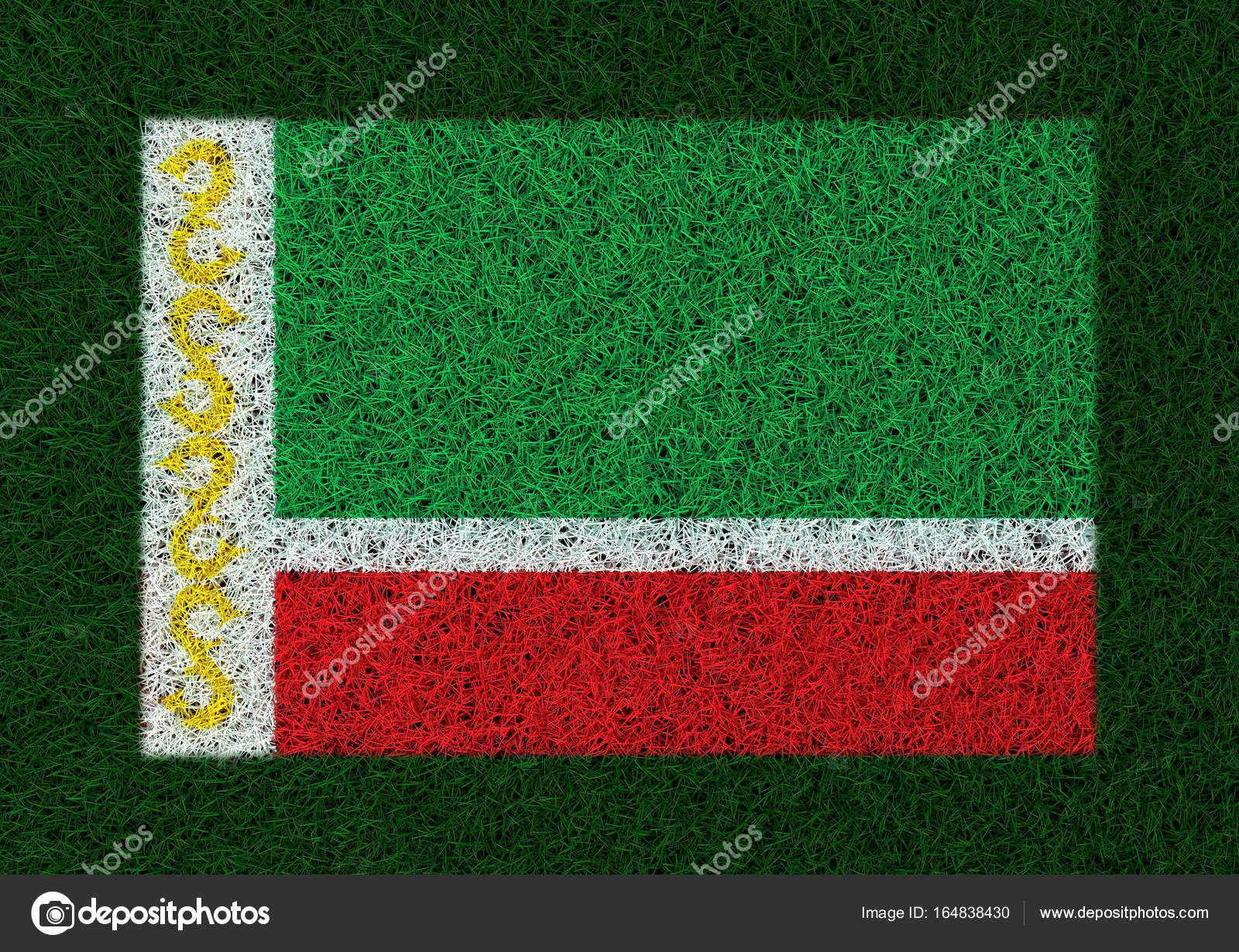 Drapeau Republique Tchetchene Herbe Texture Photographie Panzer25 C 164838430