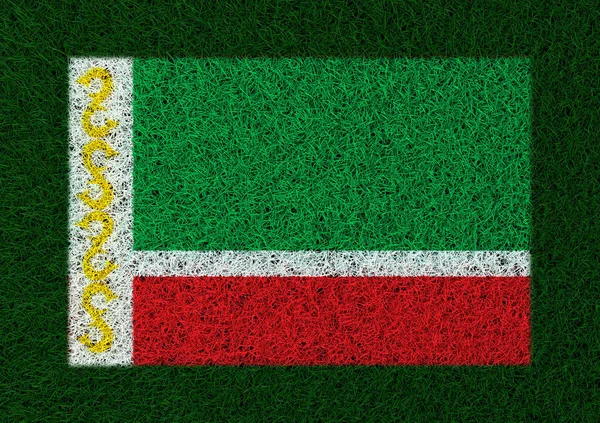 チェチェン共和国の草のテクスチャの旗 — ストック写真