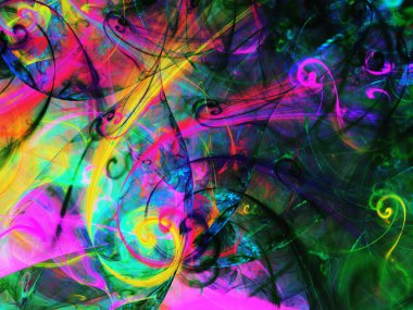 gökkuşağı Soyut Fraktal arka plan 3d render illüstrasyon