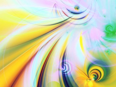 sarı Soyut Fraktal arka plan 3d render illüstrasyon