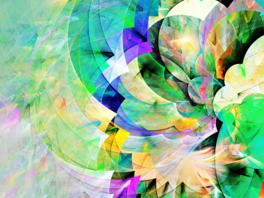 yeşil Soyut Fraktal arka plan 3d render illüstrasyon