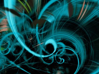 Mavi Soyut Fraktal arka plan 3d render illüstrasyon