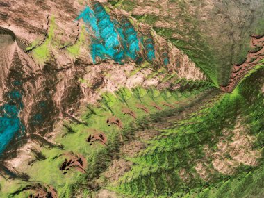 yeşil Soyut Fraktal arka plan 3d render illüstrasyon