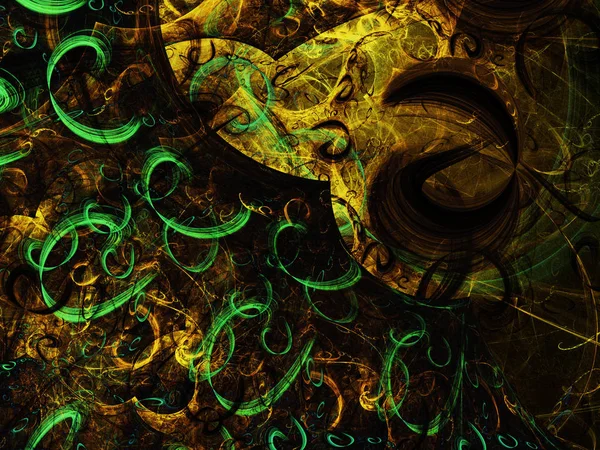 Gele abstracte fractal achtergrond 3d rendering illustratie — Stockfoto