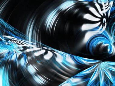 Mavi Soyut Fraktal arka plan 3d render illüstrasyon