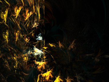 sarı Soyut Fraktal arka plan 3d render illüstrasyon