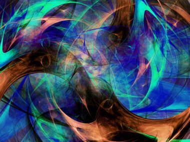 Mavi Soyut Fraktal arka plan 3d render illüstrasyon