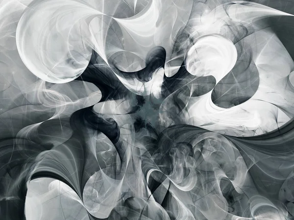 黑白抽象分形背景 3D 渲染幻算 — 图库照片