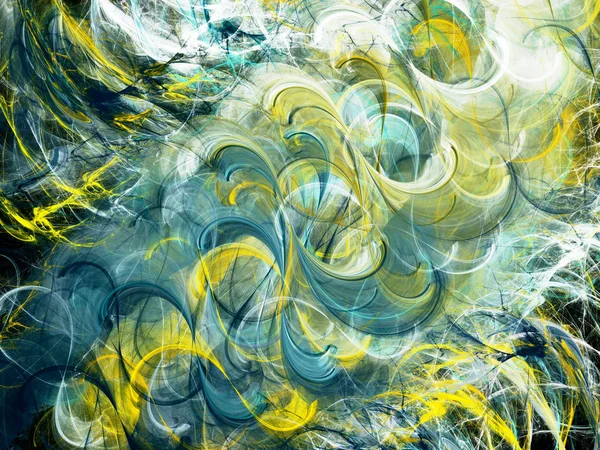 Amarelo abstrato fractal fundo 3d renderização ilustração — Fotografia de Stock
