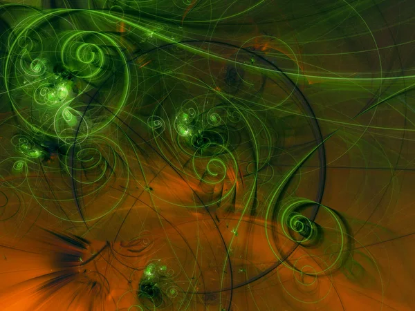 Verde abstrato fractal fundo 3d renderização ilustração — Fotografia de Stock