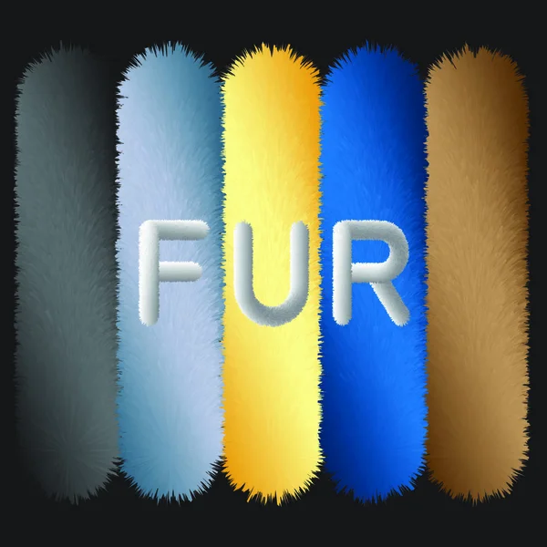 Multicolored vector fur textures and inscription fur — Stock Vector