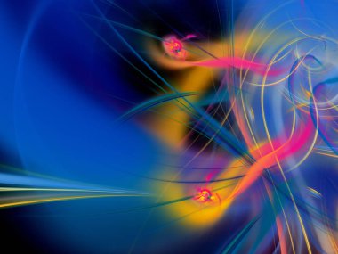 Mavi Soyut Fraktal arka plan 3d render illüstrasyon