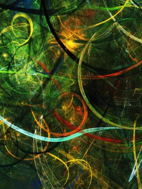 yeşil Soyut Fraktal arka plan 3d render illüstrasyon