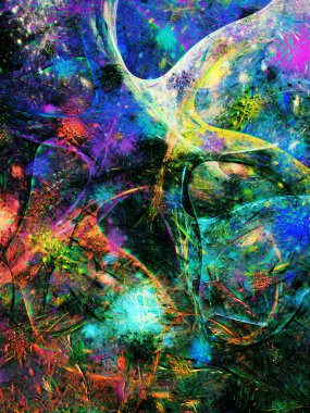 gökkuşağı Soyut Fraktal arka plan 3d render illüstrasyon